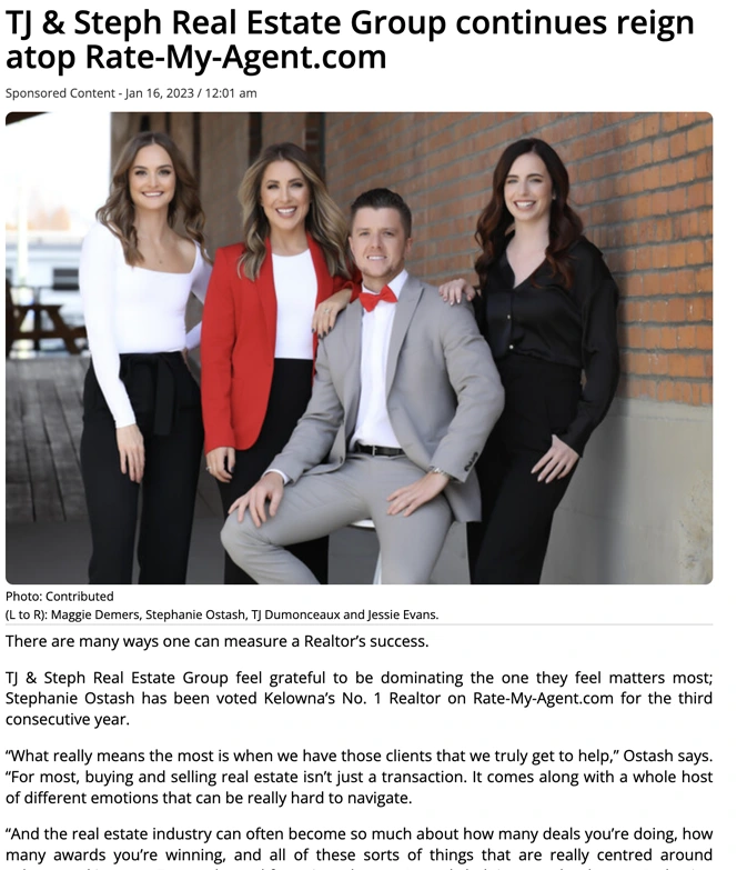 TJ & Steph Real Estate Group continues reign atop Rate-My-Agent.com